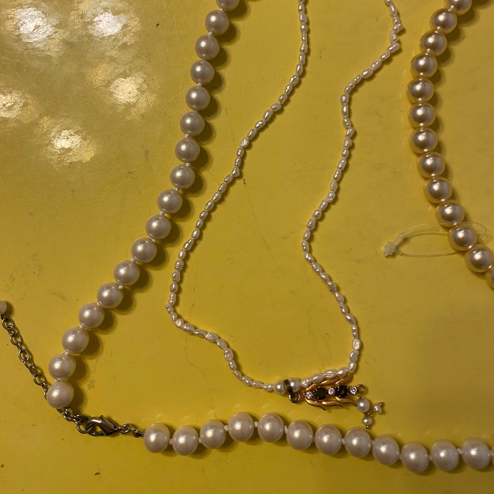 Four pearl necklaces.  As is. All for one price